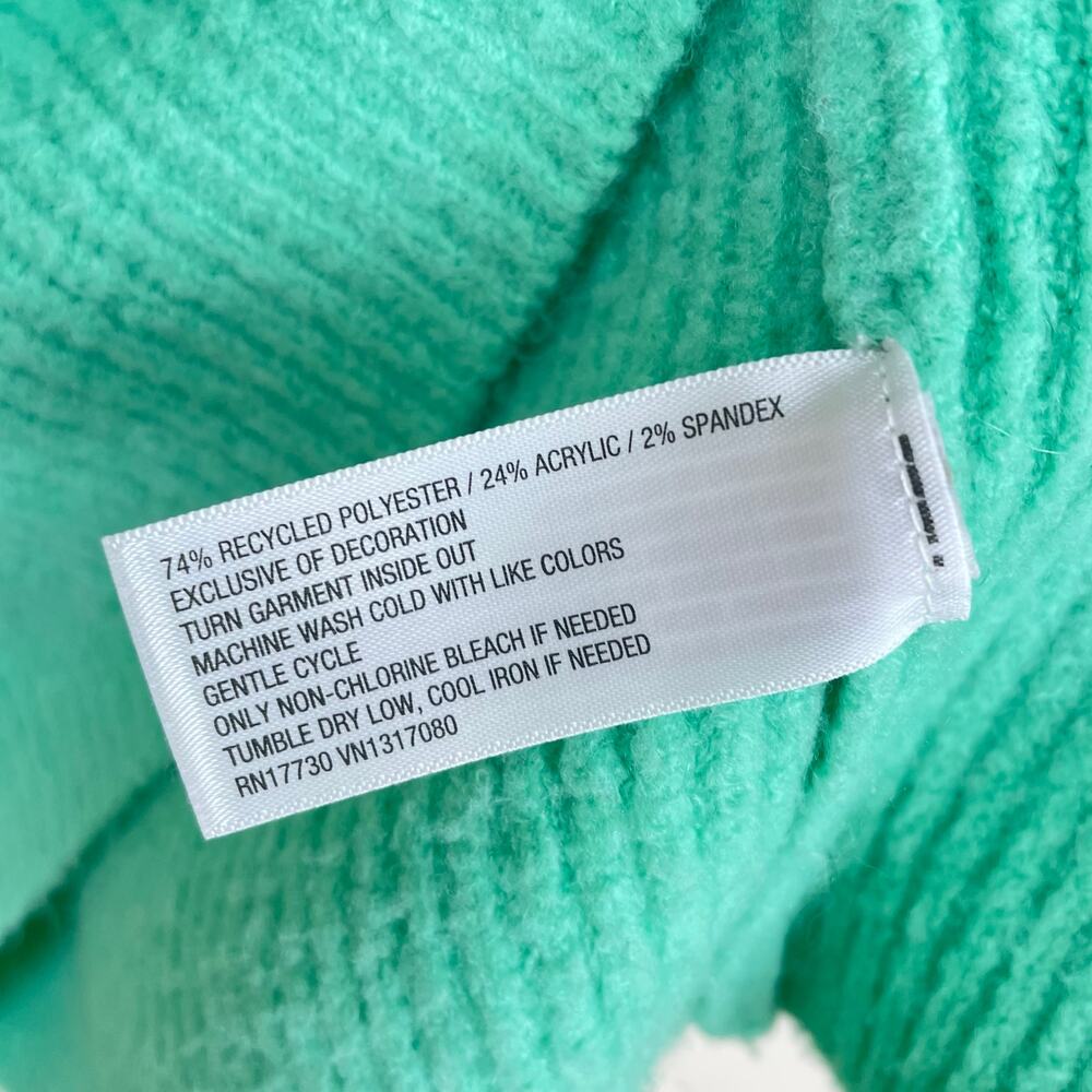 Womens Sweater Sz L Cottage Embroidered Cherry Thick Chunky Seafoam Kidcore - Picture 3 of 6